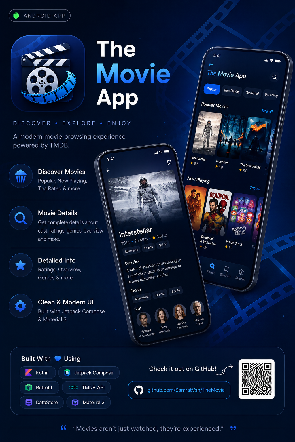 The Movie App home screen