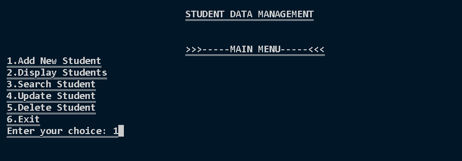 Student Management System screenshot